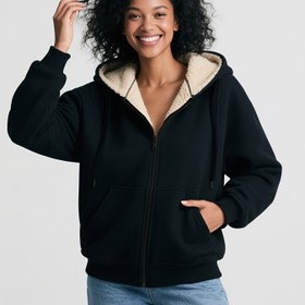 Resim Kadınlar İçin Sağlam Kışlık Kapüşonlu Fermuarlı Ceket - Ön Fermuarlı Termal Hoodie Mont, Makinede Yıkanabilir Dış Giyim, Soğuk Hava, Ofis, Seyahat ve Günlük Kullanım için Şık Kadın Dış Giysisi, Rahat Tasarım, Yumuşak İçlik, İş Kadınları 