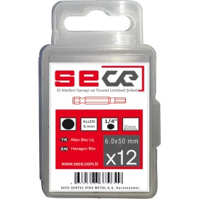 Resim Sece 1/4'' Allen6 Bits Uç ALLEN6X50 mm 12 Adet 