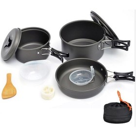 Resim Açık Tırmanma Taşınabilir Pot Kamp Piknik Barbekü İçin Tencere Seti Çok Renkli 