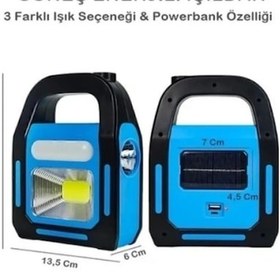Resim Güneş Enerjili Işıldak Ve Powerbank Özellikli Kamp Lambası Çok Renkli 
