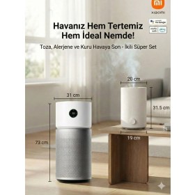Resim Xiaomi 125M² Geniş Alan Etkili Akıllı Hava Temizleme Makinesi Koku Duman ve Tüy Giderici Hepa Filtreli Sessiz Mod Alerji Dostu + Hava Nemlendirici 