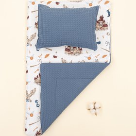 Resim Alt Açma Matı ve Yastık - Çift Taraflı - İndigo Petek - Harry 