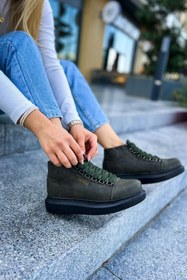 Resim pabucmarketi Bağcıklı Kadın Sneaker Bot Haki 
