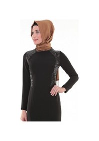 Resim Nidya Moda Büyük Beden Elbise-4048Ps Siyah 