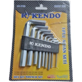 Resim KENDO KENDO Allen Anahtar Takımı 10’lu KAS 901 | Dayanıklı Çelik Alyan Seti 