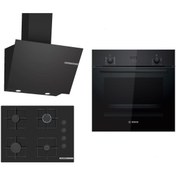 Resim Bosch Siyah 3Lü Ankastre Set 319( HBF512BB1T - POP7C6P30O - DWK66PJ60T ) 67 cm Ocak 