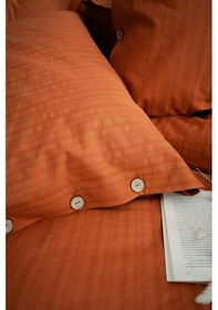 Resim %100 Pamuk Tek Kişilik Düğmeli Nevresim Seti Arsida V2 Kiremit 