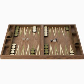 Resim x Fortuny Koleksiyonluk Ahşap Tavla Oyun Seti - Yeşil- Kahverengi 