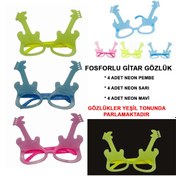Resim artlab Art Fosforlu Gitar Model Glow Parti Gözlüğü Karanlıkta Yanan Gözlükler 12 Adet Lab 