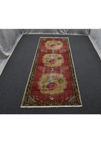 Resim Zehra Abla Halı Vintage El Dokuma Nadir Karacahisar Güllü Çiçekli Yolluk Yün Halı 5645 Renkli 