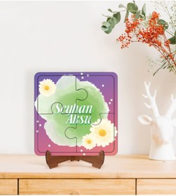 Resim Bk Gift Kişiye Özel Isimli Kadınlar Günü Tasarımlı Ahşap Standlı Puzzle Çerçeve-14 