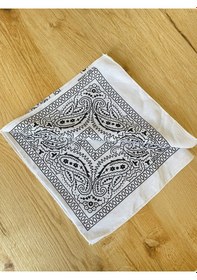 Resim Pamuklu Klasik Desen Unisex 2li Bandana Seti Renkli Bandana Etnik Desenli A Kalite Bandana Beyaz 