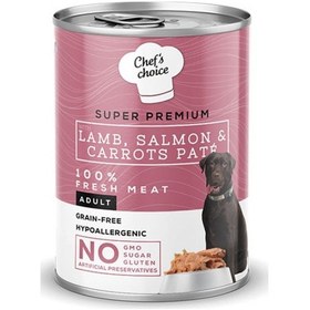 Resim Chef's Choice Pate Kuzulu ve Somonlu Tahılsız Yetişkin Köpek Konservesi 24 x 400 G 