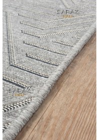 Resim Saraz Halı Ada Kilim Modern Salon Mutfak Koridor Kesme Yolluk Dokuma Makine Halısı Zigzag Gri Gri 