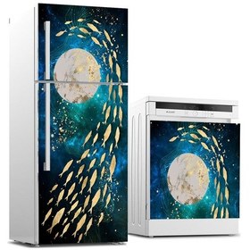 Resim Buzdolabı ve Bulaşık Makinası Beyaz Eşya Sticker Kaplama Parıltı 
