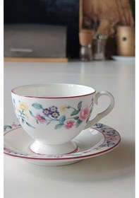 Resim Bone China England Marguerite Desenli Çay Fincanı 2 Parça 