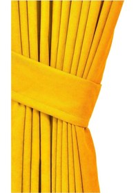 Resim Cheap's Home Petek Dokulu Kadife Dokuma Normal 1 X 2.5 Pileli Fon Perde Koyu Sarı 