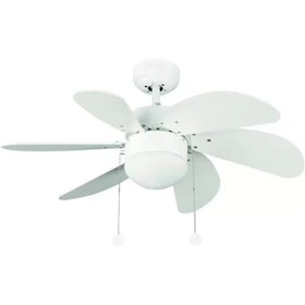 Resim EKM29 Ekim Aydınlatma Kcf281 60w 30 Inç Beyaz Altı Kanatlı Lambalı Ipli Tavan Vantilatörü 