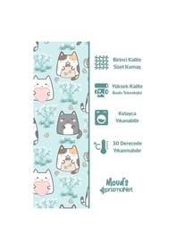 Resim Tatlı Kedicikler Desenli Baskılı Çocuk Ve Bebek Odası Fon Perdesi 2 Kanat - Prd-20 Çok Renkli 