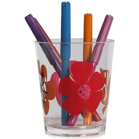 Resim Bosphorus Kalemlik Kırmızı Papatya Desenli Ofis Gereci 8 x 8 x 9 CM 350 ML 