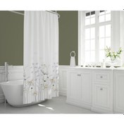 Resim Banyo Perdesi Papatya Desen Duş Perdesi Tek Kanat Banyo Perdeleri 