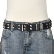 Resim 1 Adet Punk Tarzı Kız ve Genç Moda Deliksiz Hava Delikli Kemer Günlük Kullanım Trendy Çok Amaçlı Öğrenci Suni Deri Kemer 