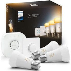 Resim Philips HueWA 8-75W Beyaz Ambiyans Akıllı Başlangıç Seti 3'lü Akıllı Buttonlu E27 