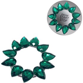 Resim Oto Aksesuarcım Kristal Damla Taşlı Start Stop Düğme Halkası Yeşil 