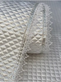 Resim Genel Markalar Beyaz 30 Cmx10 Mt Silver Su Taşı Detay Lüx Saten Kapitone Raf Örtüsü /çekmece Örtüsü /dolap Içi Örtü 