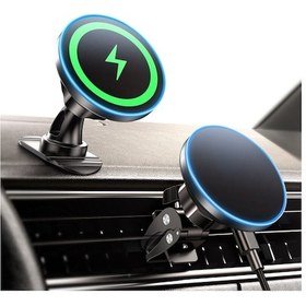 Resim 15w Araç Telefon Tutucu İndüksiyon, Araç Şarj Cihazı 360 Dönüş/akıllı Çip Manyetik Araç Telefo Diğer 