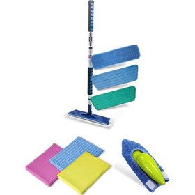 Resim Silva Mikrofiber Mop 3 Lü Set + El Mopu + Klasik 3 Lü Temizlik Bezi 