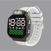 Resim Gaojunshop01 Erkekler İçin Usb Şarjlı Beyaz Led Işıklı Spor Saati Adım Sayar Alarm Diğer 