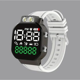 Resim Gaojunshop01 Erkekler İçin Usb Şarjlı Beyaz Led Işıklı Spor Saati Adım Sayar Alarm Diğer 
