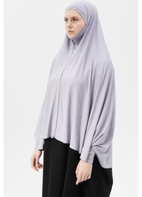 Resim Altobeh Kollu Sufle Çarşaf Üstü Peçeli Pratik Tesettür Hijab - Nikaplı Namaz Örtüsü Gri 