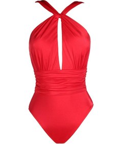 Resim Endeep Kadın Büzgü Detaylı Şarap Kırmızısı Mayo-şarap Kırmızısı Kırmızı 