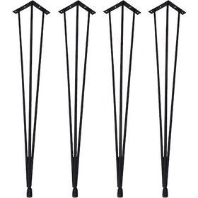 Resim Grandehome İzmir 4 Lü Metal Firkete Ahşap Kütük Sehpa Ve Masa Ayağı 48 Cm 