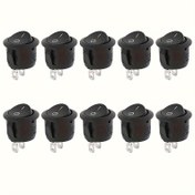 Resim 10 adet ON Off Yuvarlak Rocker Anahtarları SPST AC 3A 250V 6A 125V Mini Dairesel Toggle Anahtar Araba Otomotiv için 2 Pin Anahtar 