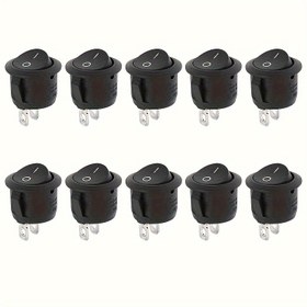 Resim 10 adet ON Off Yuvarlak Rocker Anahtarları SPST AC 3A 250V 6A 125V Mini Dairesel Toggle Anahtar Araba Otomotiv için 2 Pin Anahtar 