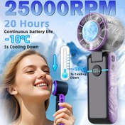 Resim 25000 RPM Taşınabilir Buzlu Soğutmalı El Tipi Fan, 4000mAh Şarj Edilebilir Kişisel Fan, 20 Saate Kadar Soğutma Süresi, Katlanabilir Küçük Cep Fanı, Seyahat ve Kamp İçin Kolay Taşıma, Tatil ve Dış Aktiviteler için Temel Ürün 