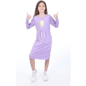 Resim Toontoy Kız Çocuk Neon Baskılı Elbise Lila 