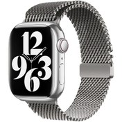 Resim Apple Watch 7 45mm Zore KRD-121 Metal Hasır Kordon-Gri 