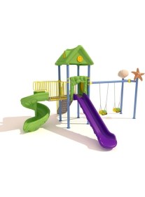 Resim Çocuk Oyun Parkı ENJ01900 - Iki Kaydıraklı Ev Temalı Model 