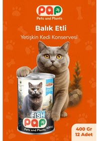 Resim Pets And Plants Balık Yetişkin Kedi Konservesi 12 x 400 G 