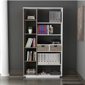 Resim Arnetti Luma 10 Bölmeli 2 Dolaplı Modern Kitaplık Beyaz Ceviz - Luma 