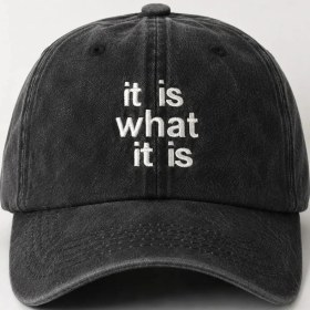 Resim "ıt Is What It Is" Minimal Nakışlı Vintage Yıkamalı Beyzbol Şapkası 