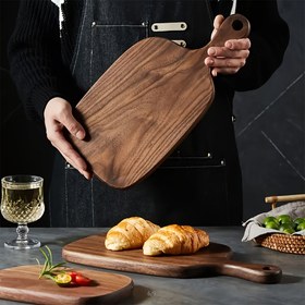 Resim 1 adet Premium Siyah Ceviz Ağacı Kesme Tahtası Saplı - Et, Peynir, Ekmek ve Sebze Dilimleme için Çok Yönlü Doğrama Bloğu - Ev Mutfakları ve Restoranlar için İdeal 