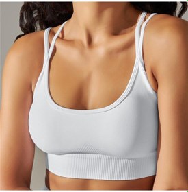 Resim Koyu Gri Auroth Streç Yoga Sutyen Kadın Dikişsiz Spor Sutyeni Spor Salonu Fitness Yelek Push Up Koşu İç Çamaşırı Üst Koyu Gri 