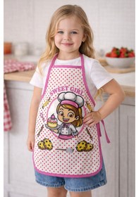 Resim 3-5 Yaş Çocuk Mutfak Önlüğü 35x50 Cm Su Geçirmez, Leke Tutmaz, Pamuk Polyester Karışımlı Açık Pembe 