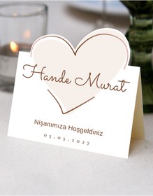 Resim rprint Özel Kesimli Söz, Nişan, Düğün, Kına Masa Kartı 24 Adet OK-MK9 