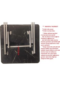 Resim Tubix Mermer Desenli Krem Katlanır Balkon Masası 50X80 cm 